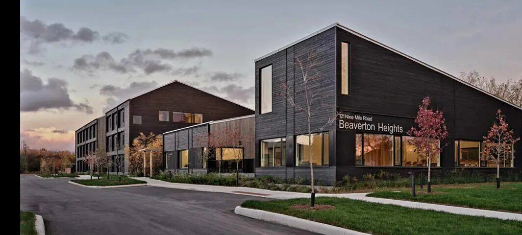 Beaverton Heights west roadside exterior with signage